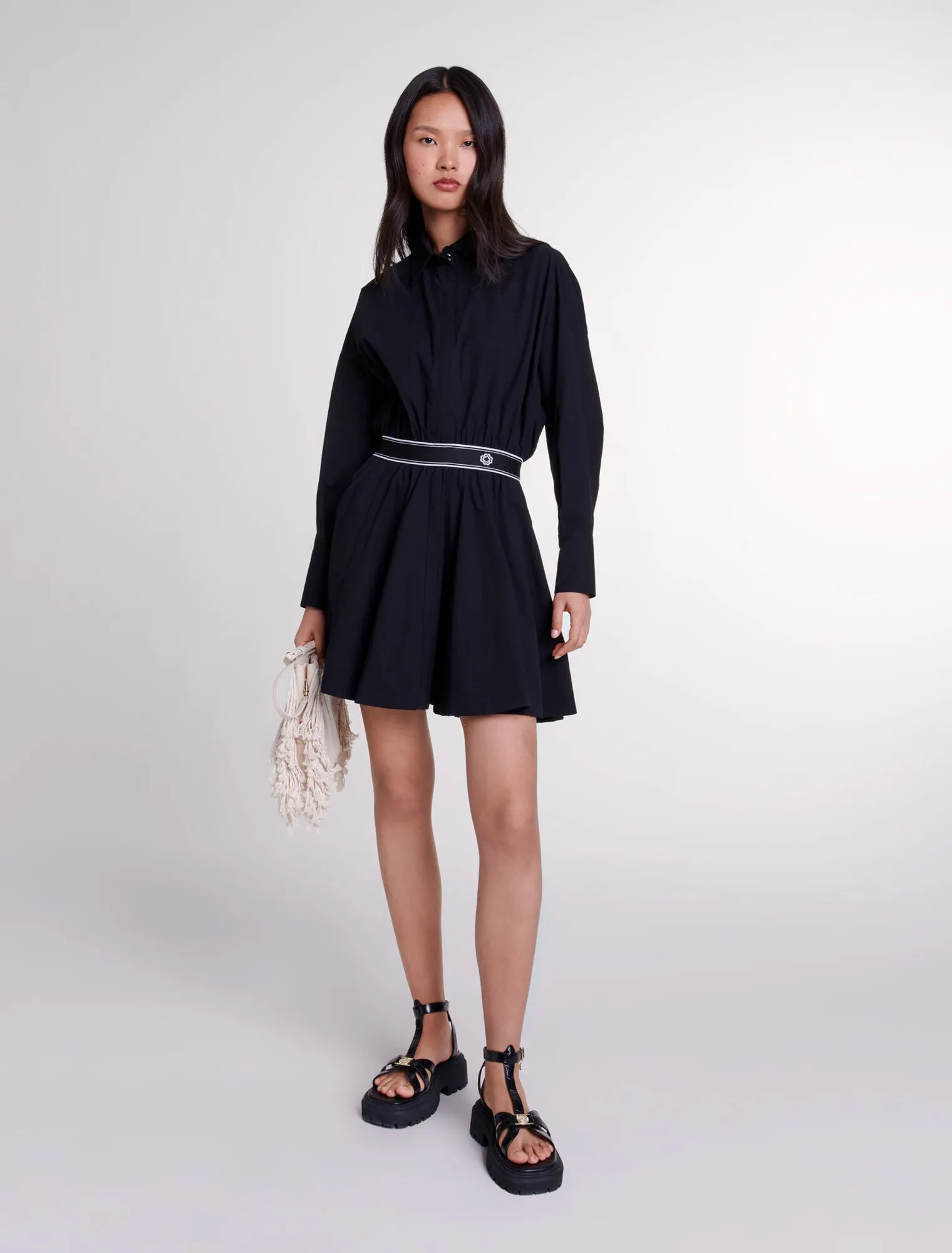 Short elasticated shirt dress