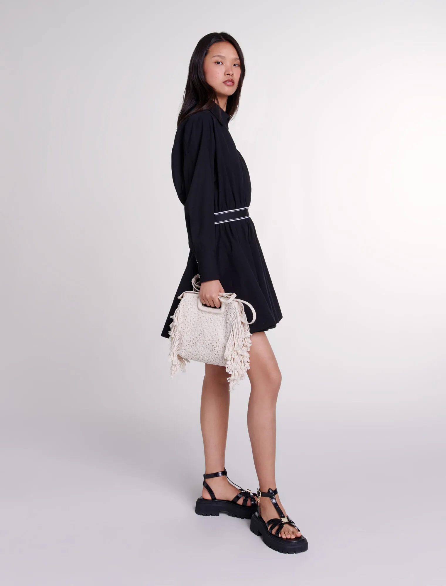 Short elasticated shirt dress