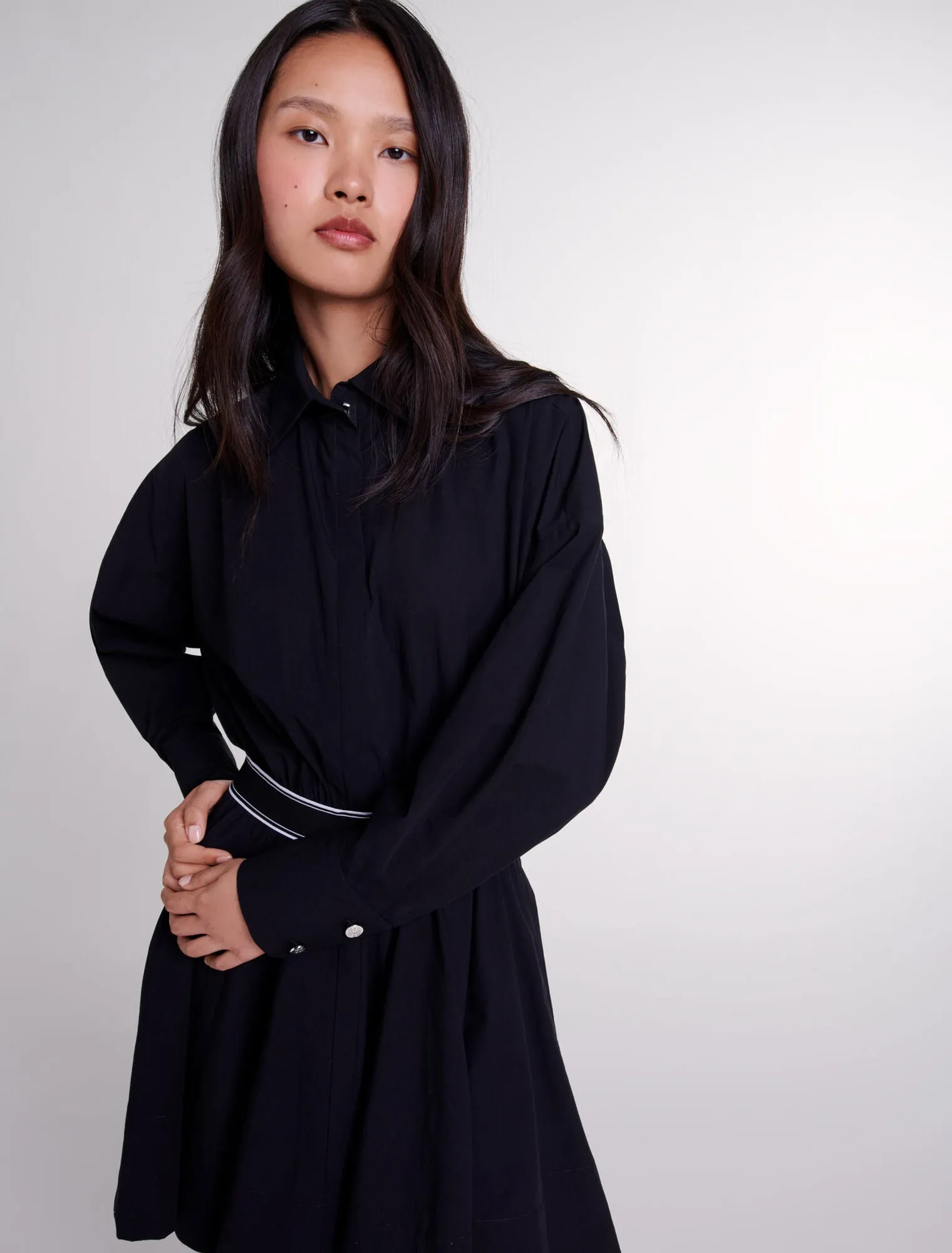 Short elasticated shirt dress