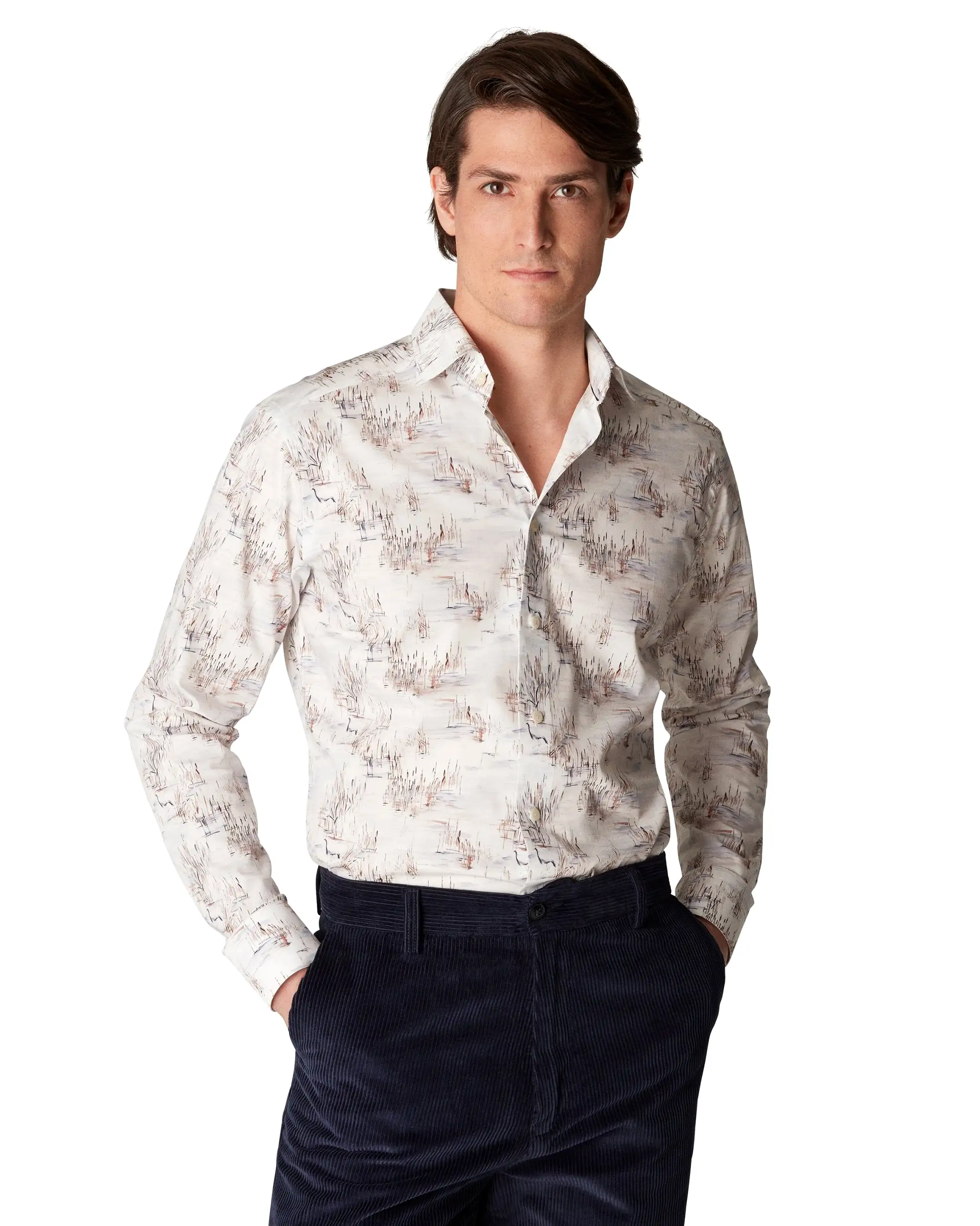 Slim Fit - Crane Print Signature Twill Shirt