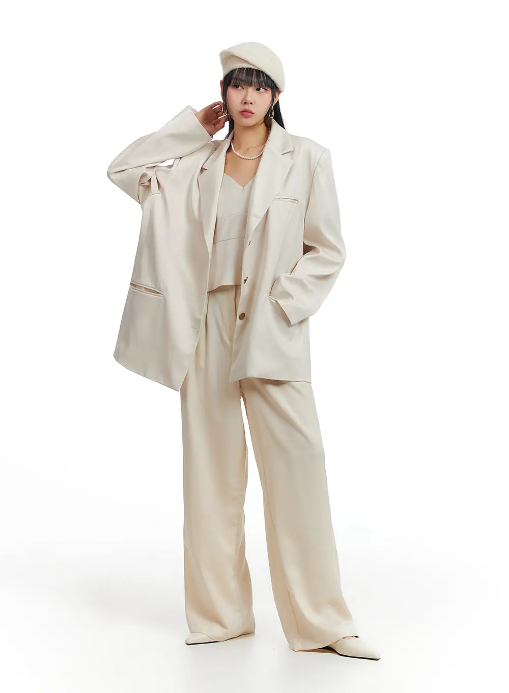 Solid Wide Leg Trousers IF402