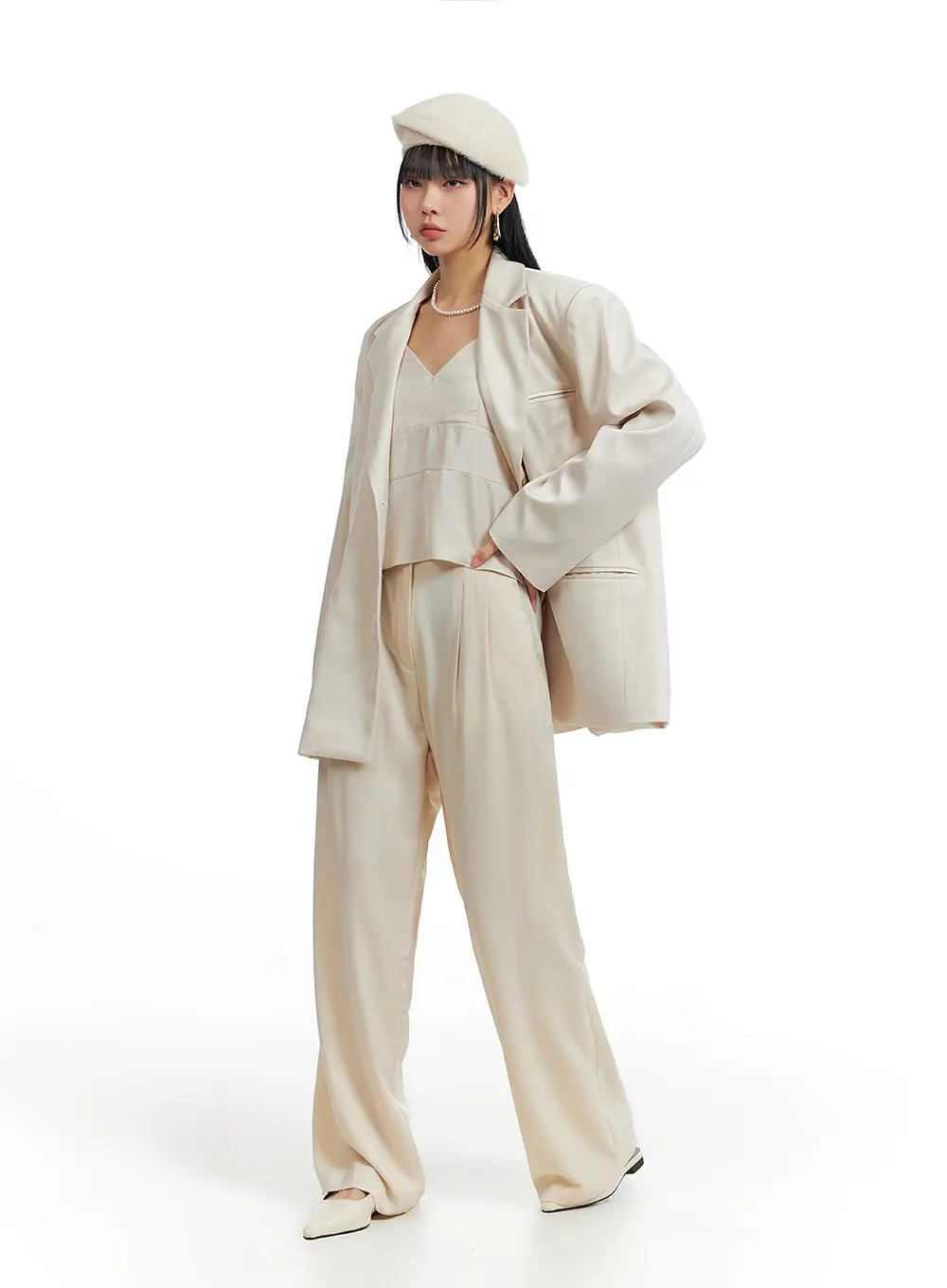 Solid Wide Leg Trousers IF402