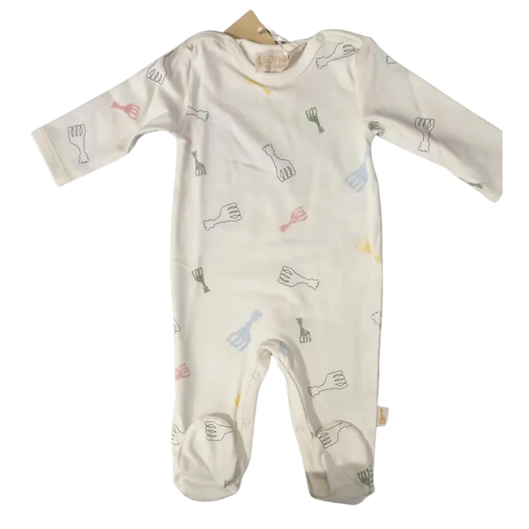 Sophie La Girafe Romper Logo All Over White