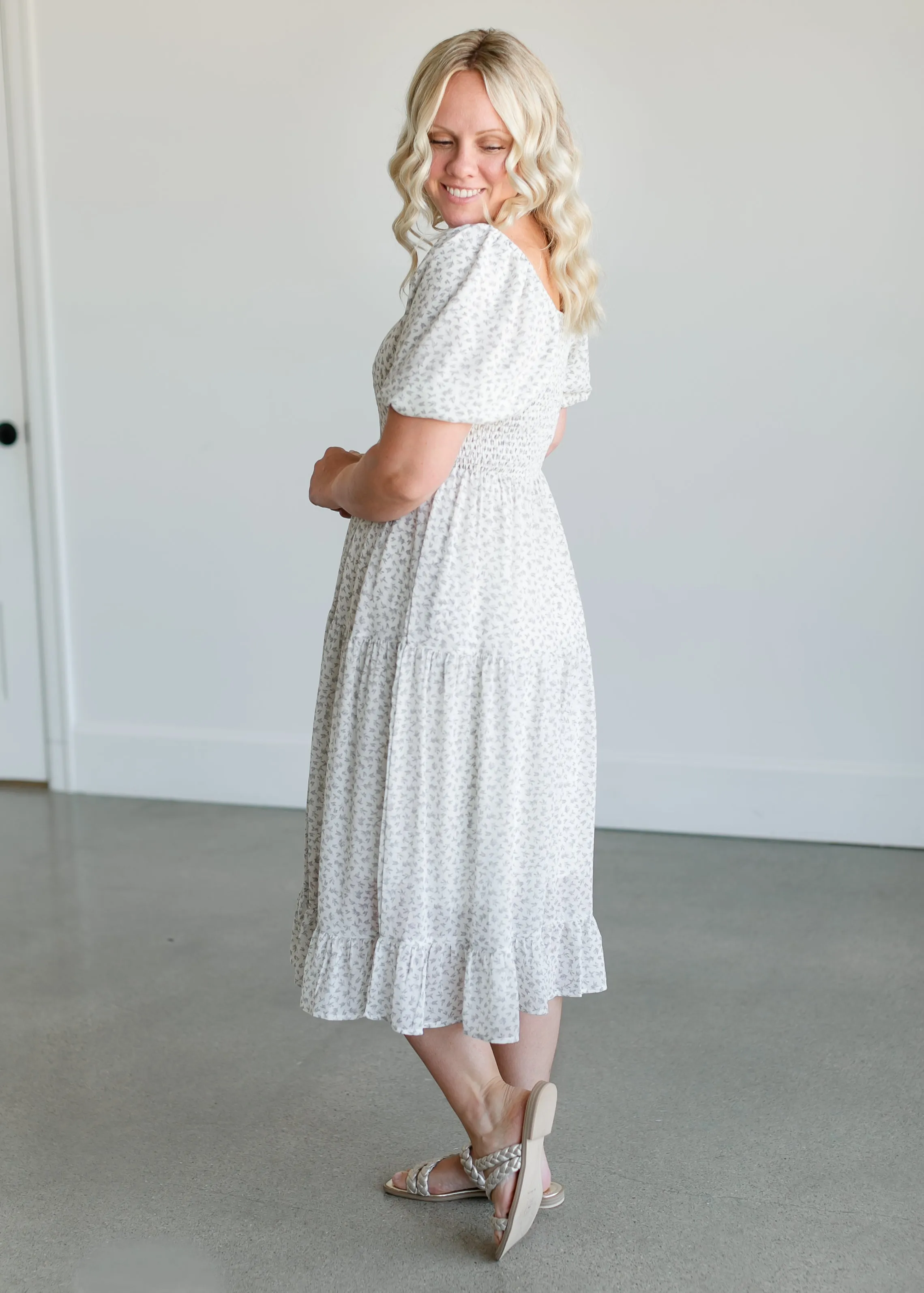 Square Neck Tiered Midi Dress - FINAL SALE