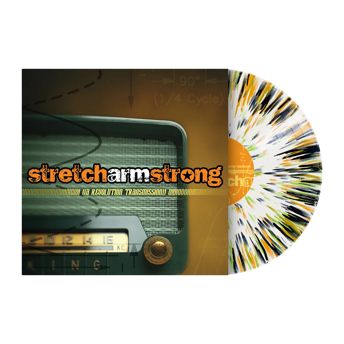 STRETCH ARM STRONG ‘A REVOLUTION TRANSMISSION’ LP (Limited Edition – Only 300 made, Transparent White w/ Orange, Green, Black Sp