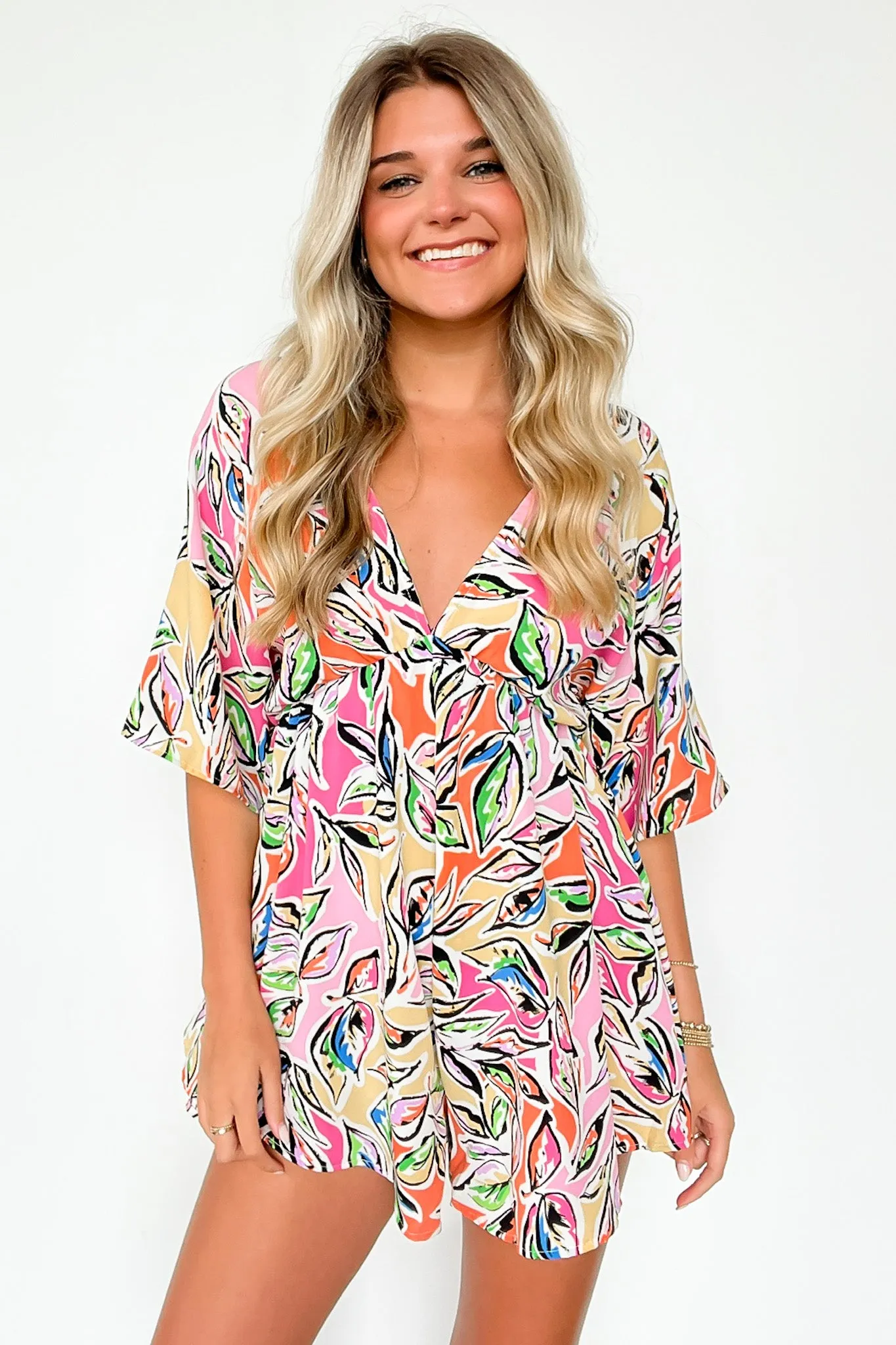 Sunshine Significance Tropical Floral Flowy Romper - FINAL SALE