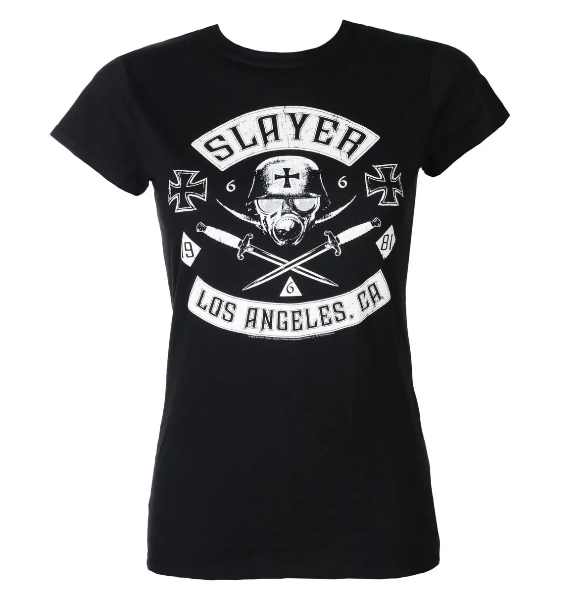 t-shirt metal women's Slayer - TRIBES- BLACK SKINNY - ROCK OFF - SLAY01001A244  -  Metal-shop