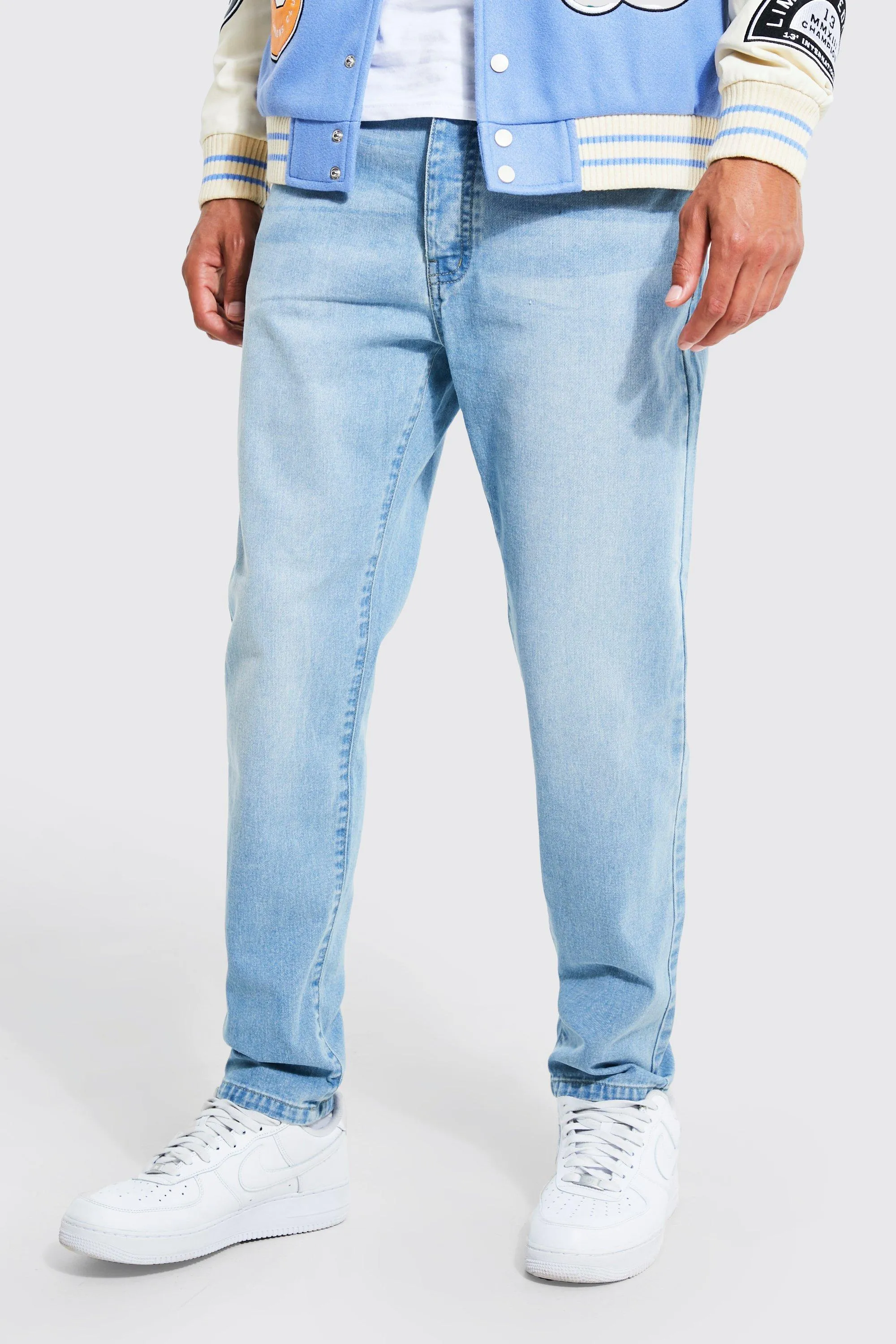 Tall Tapered Fit Cropped Rigid Denim Jean | boohooMAN UK