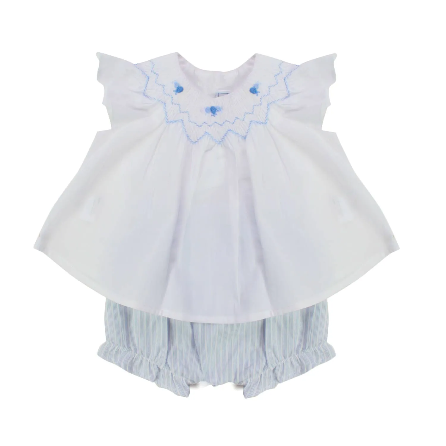 Tartine Et Chocolat Baby Girl White And Light Blue Romper