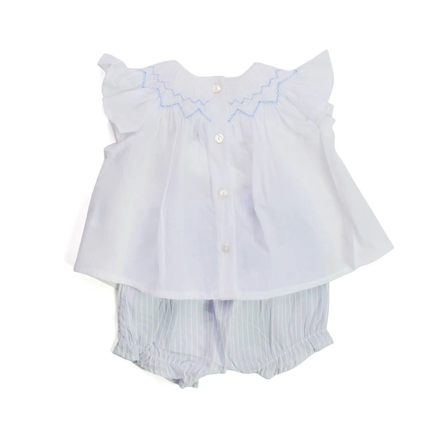 Tartine Et Chocolat Baby Girl White And Light Blue Romper