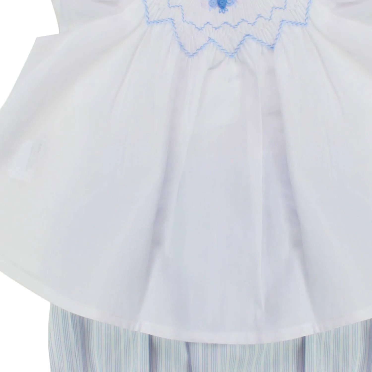 Tartine Et Chocolat Baby Girl White And Light Blue Romper