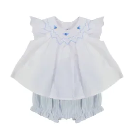 Tartine Et Chocolat Baby Girl White And Light Blue Romper