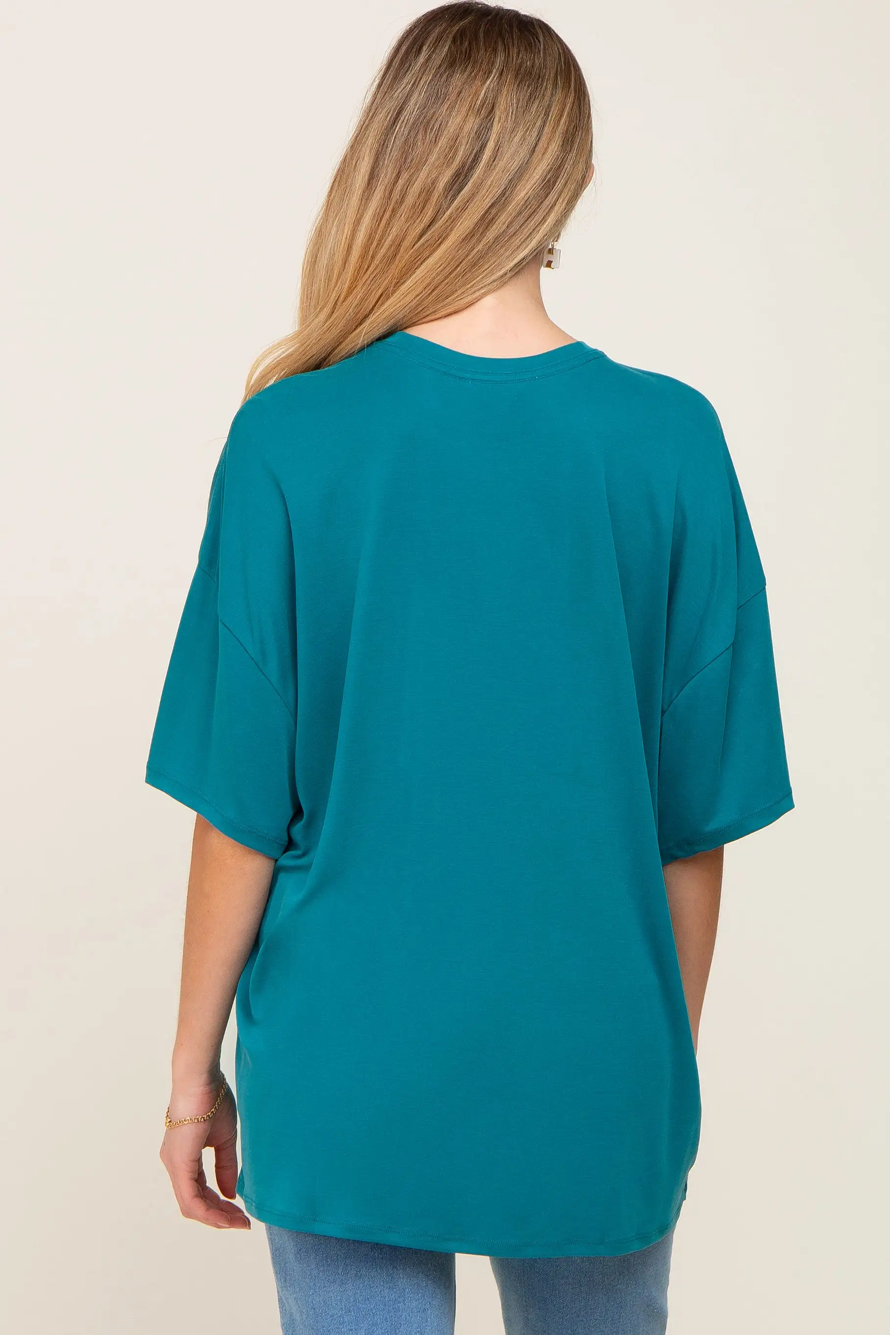 Teal Basic Oversized Maternity T-Shirt