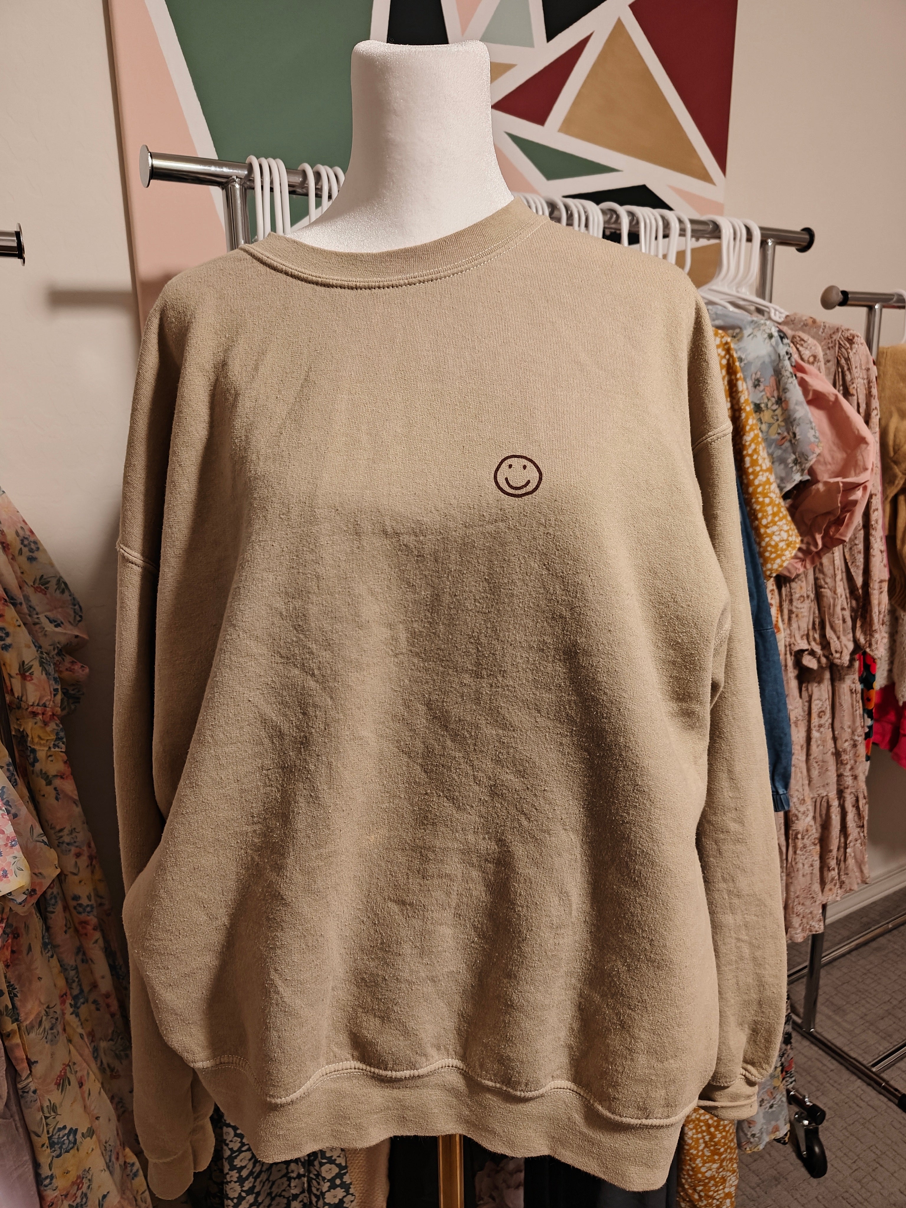 The Allie Smile Pullover in Tan