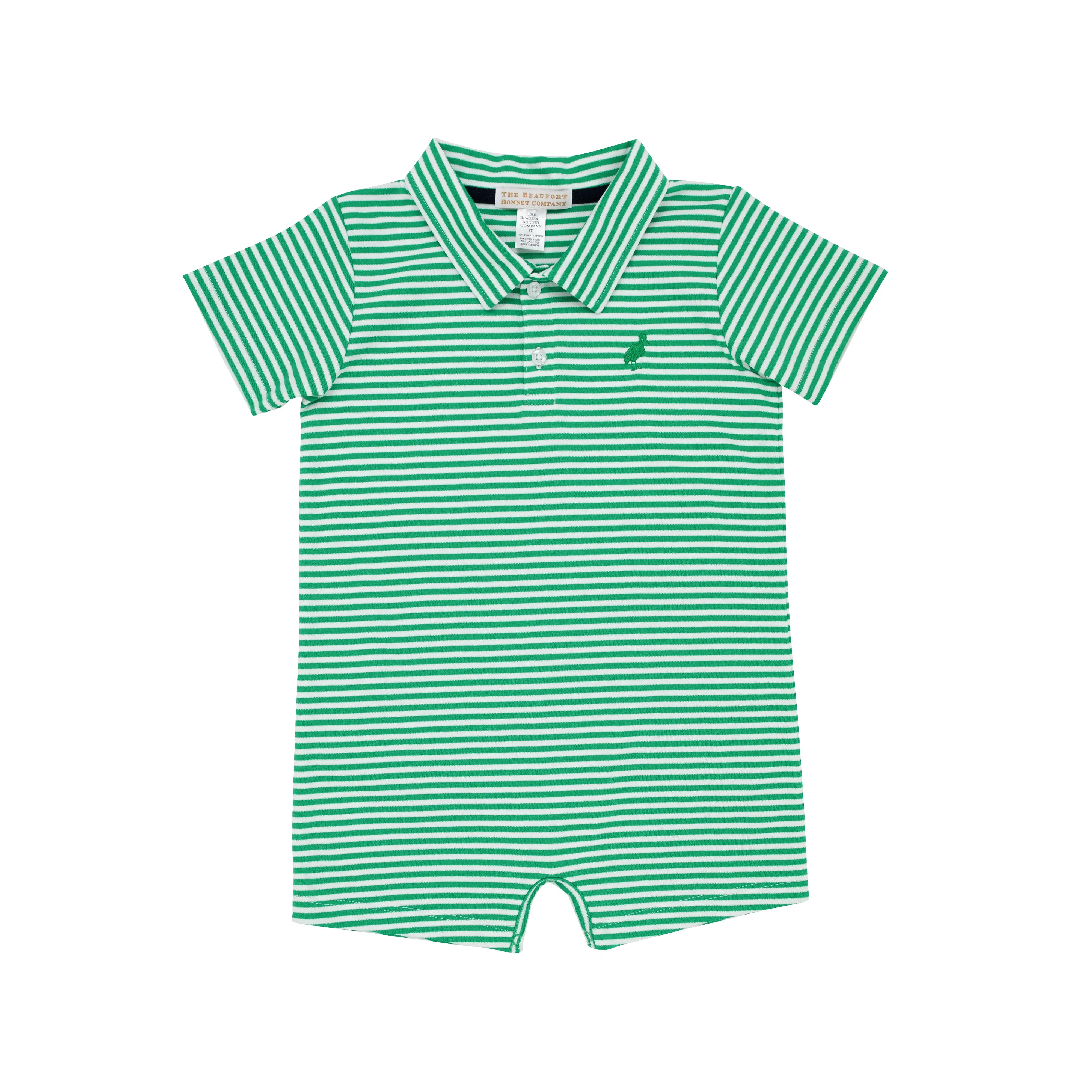 The Beaufort Bonnet Company - Kiawah Kelly Green Stripe Sir Proper Romper