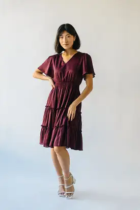 The Bicknell Tiered Midi Dress in Burgundy