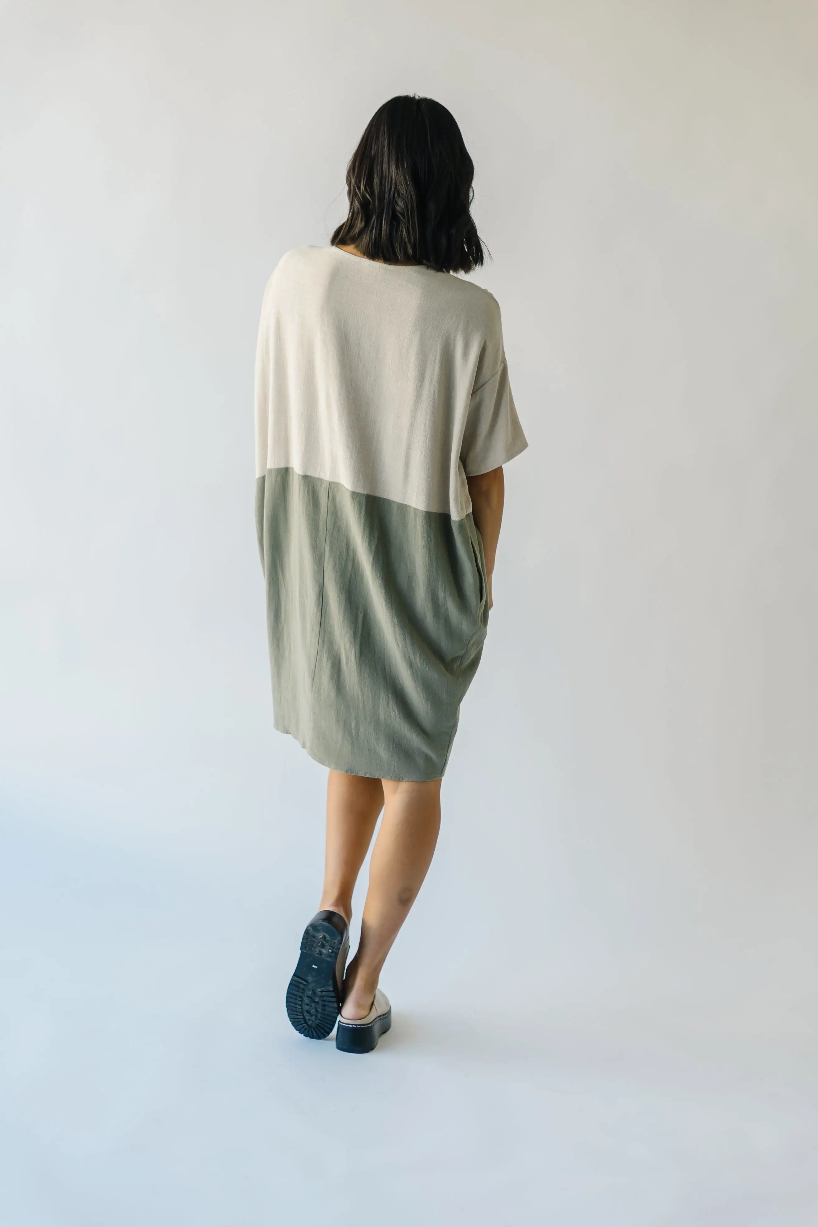 The Portola Color Block Dress in Olive