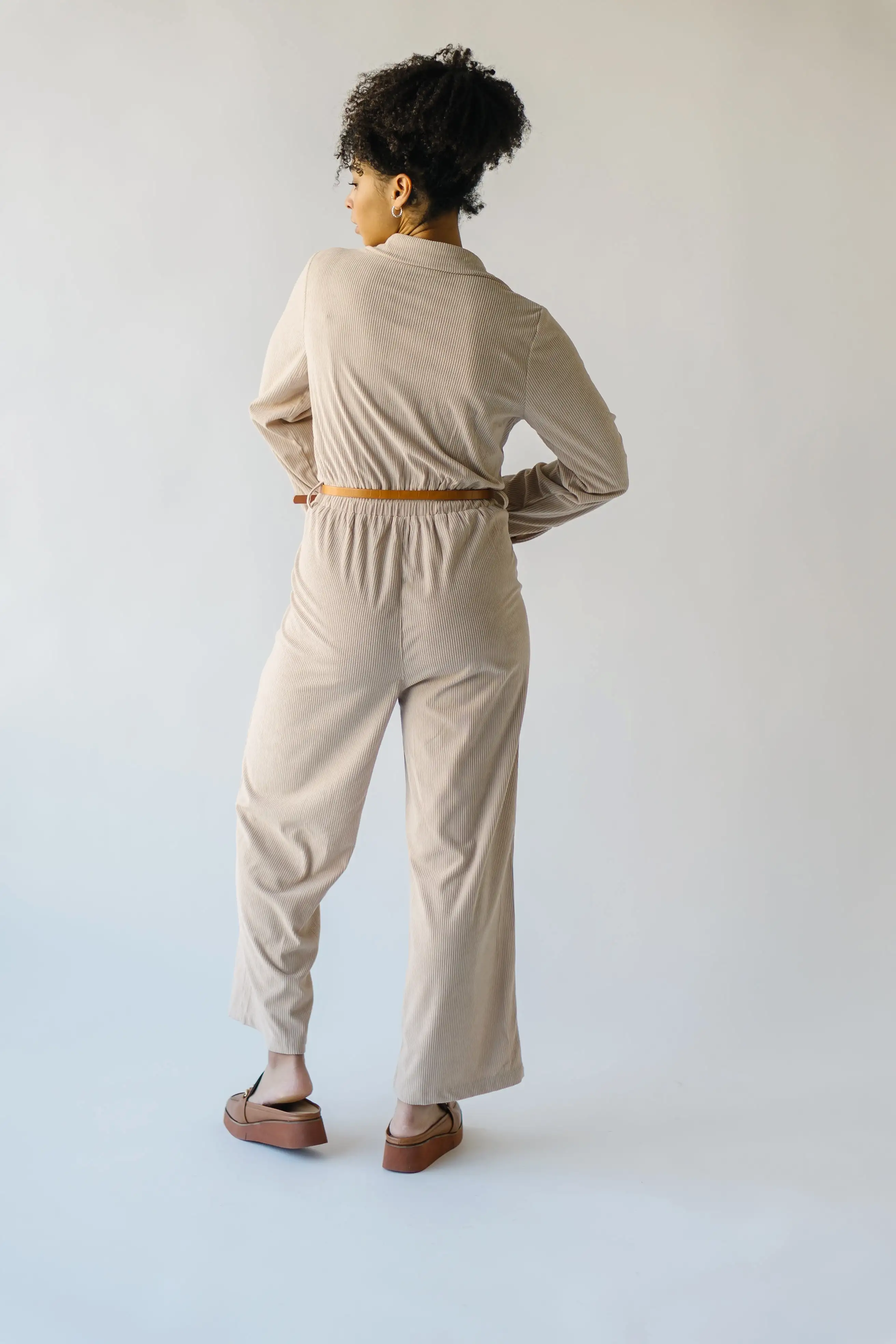 The Punla Corduroy Wide Leg Jumpsuit in Oatmeal