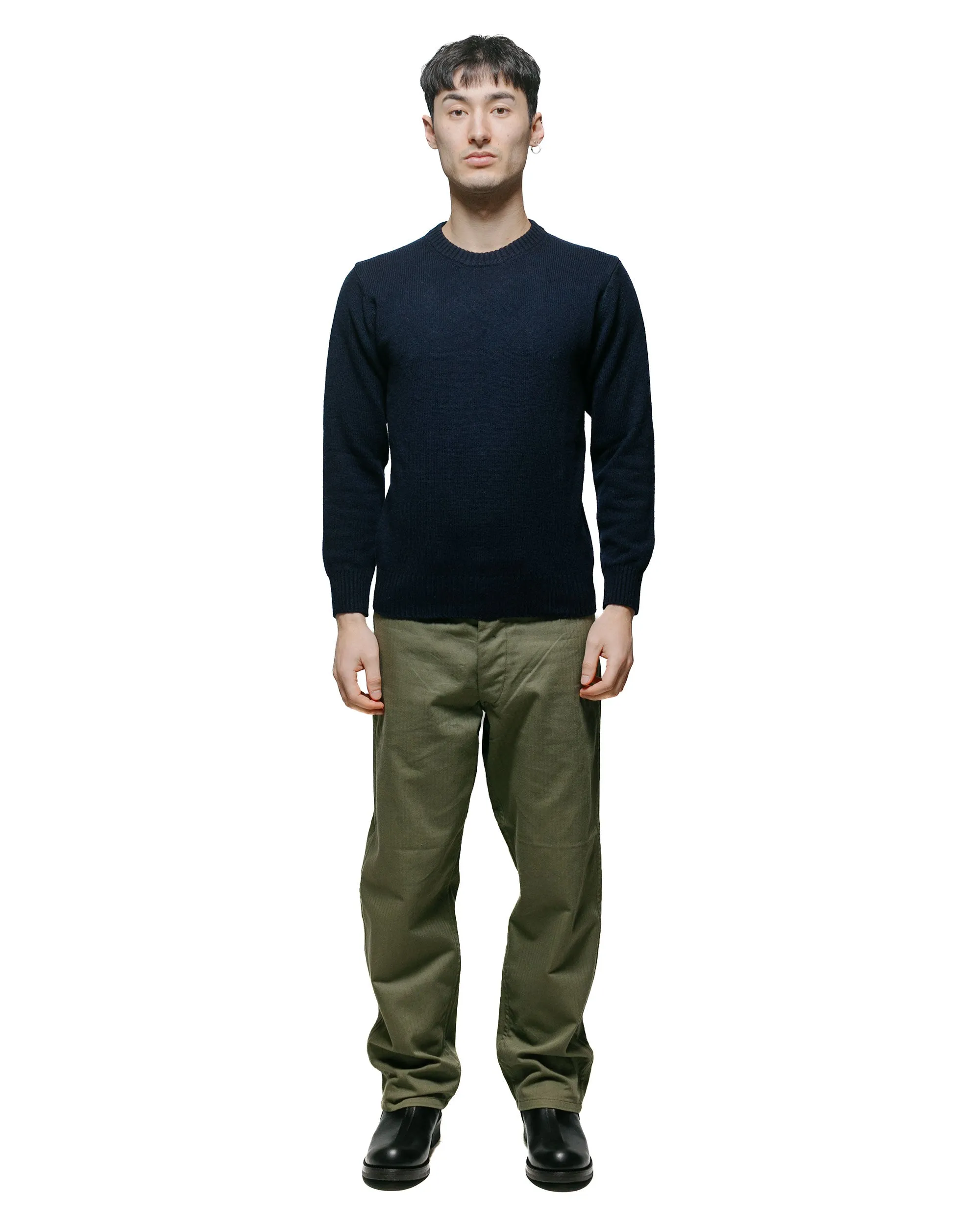 The Real McCoy's MC21114 Wool Crewneck Sweater Navy