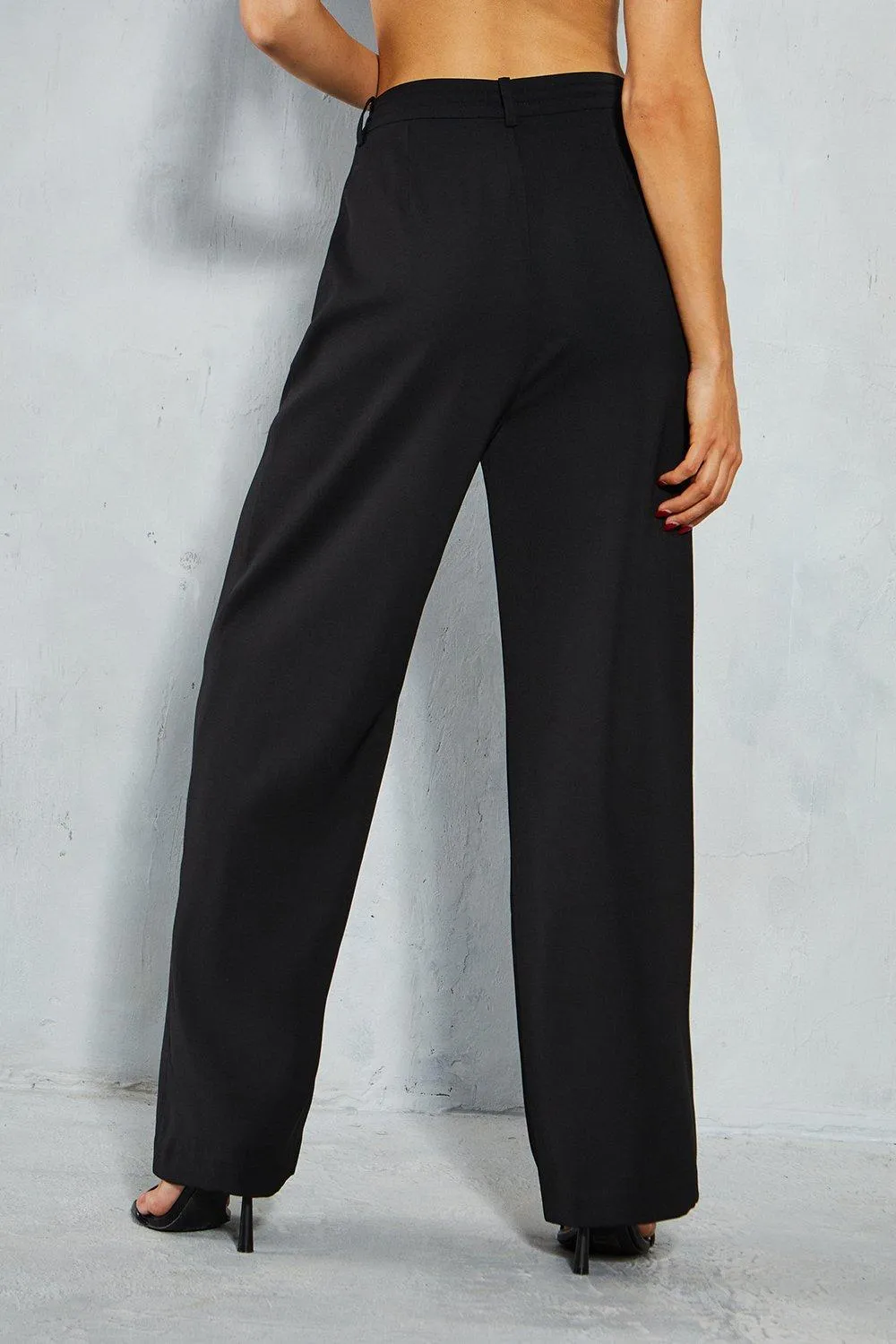 Trousers | Tailored Drawstring Waist Straight Leg Trousers | MissPap