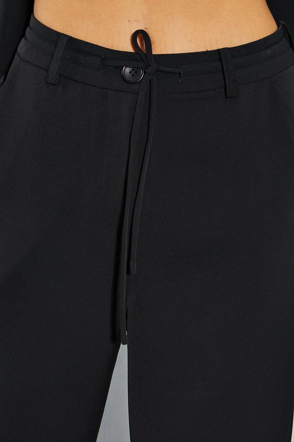 Trousers | Tailored Drawstring Waist Straight Leg Trousers | MissPap