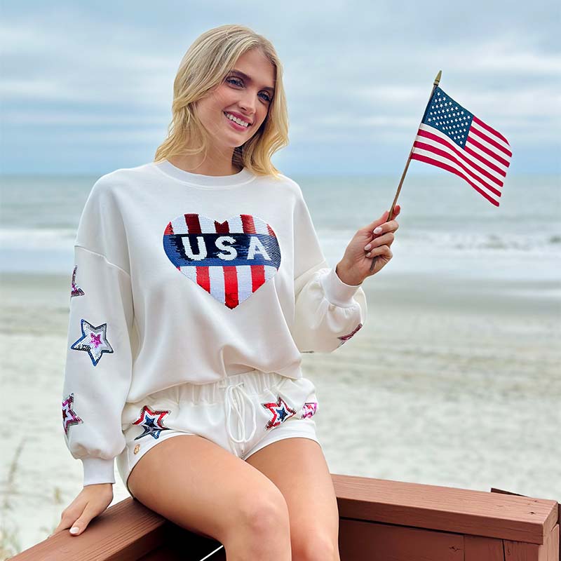 USA Super Soft Sequin Pullover