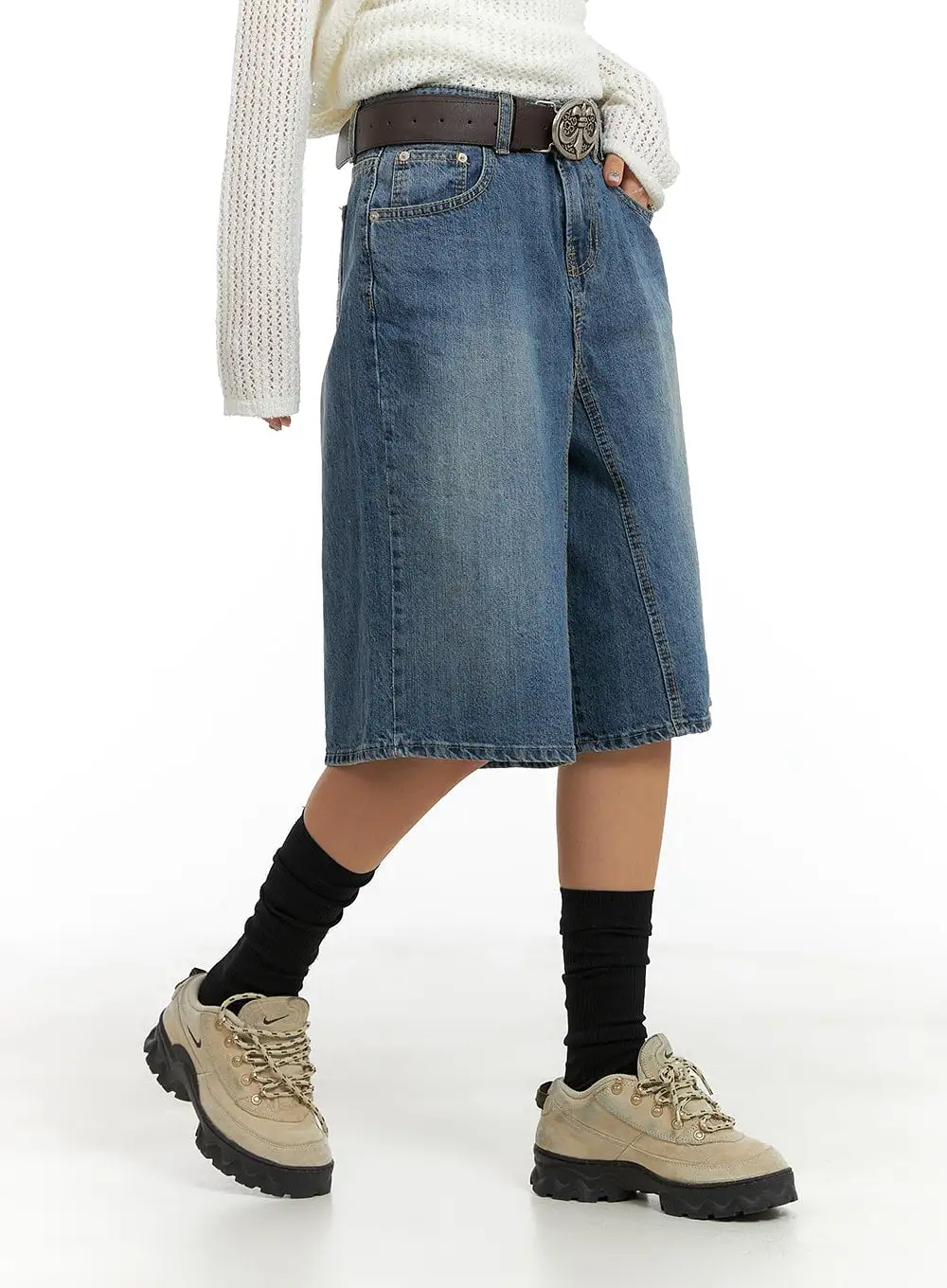 Vintage Washed Wide Leg Jorts CA415