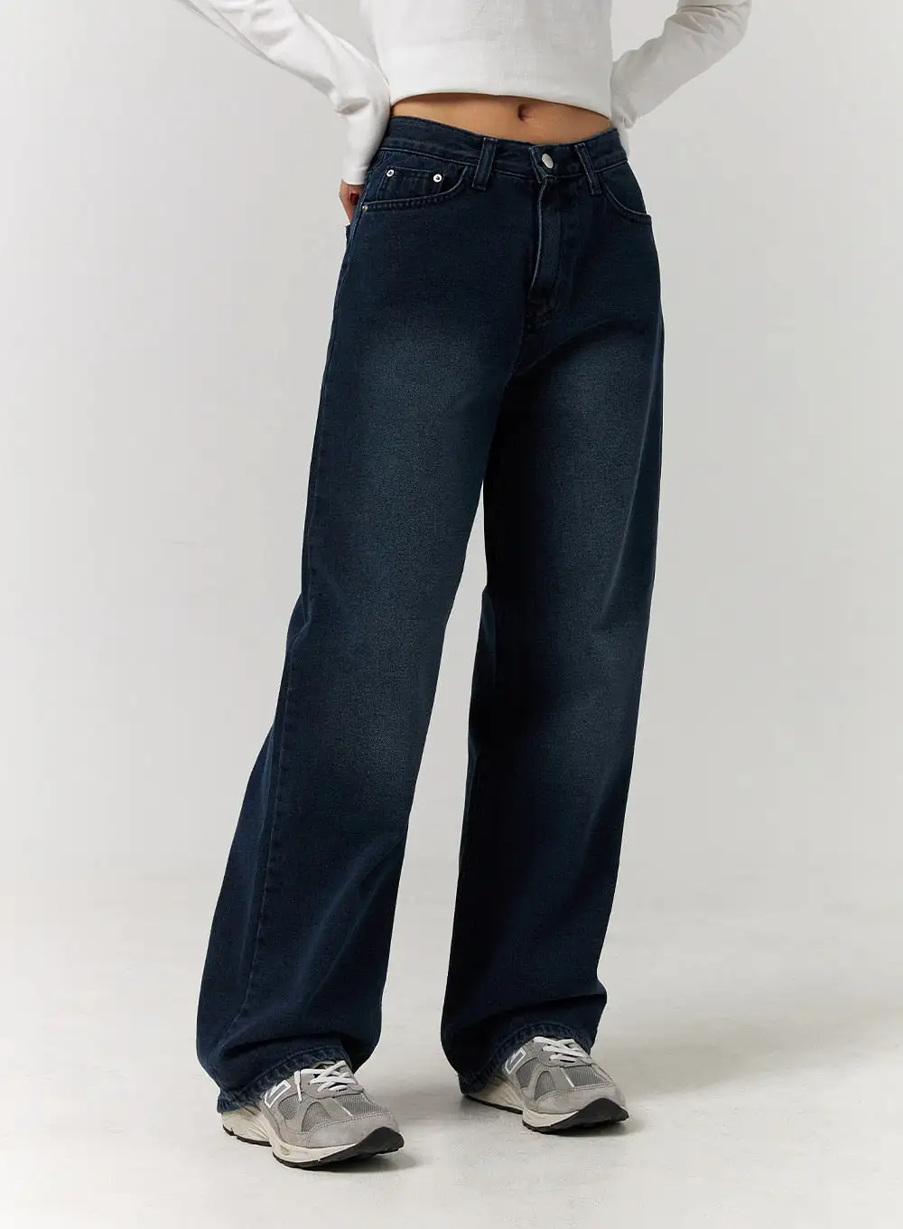 Washed Denim Wide Leg Jeans CD329