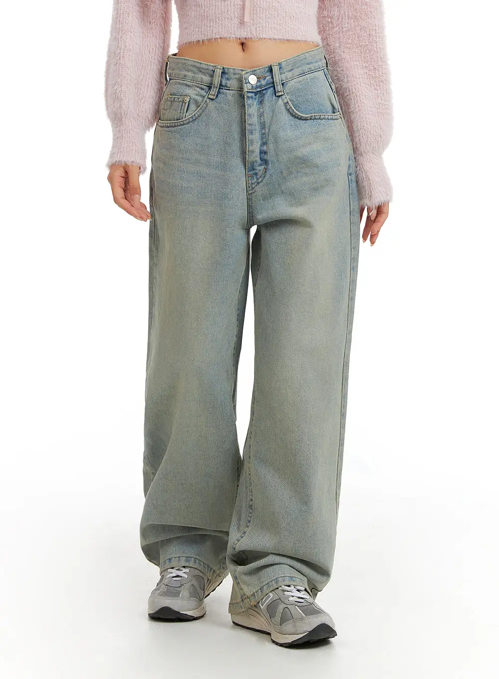 Washed Wide Leg Jeans CJ408