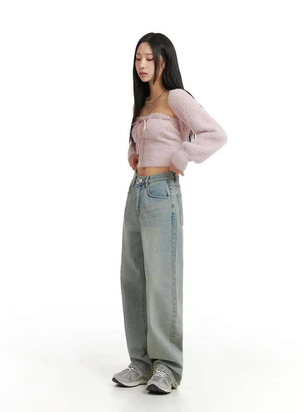 Washed Wide Leg Jeans CJ408