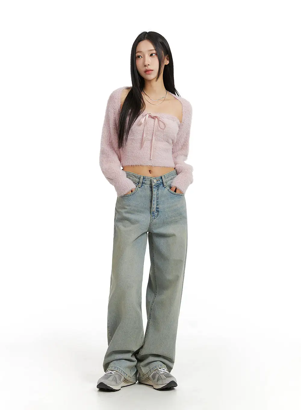 Washed Wide Leg Jeans CJ408