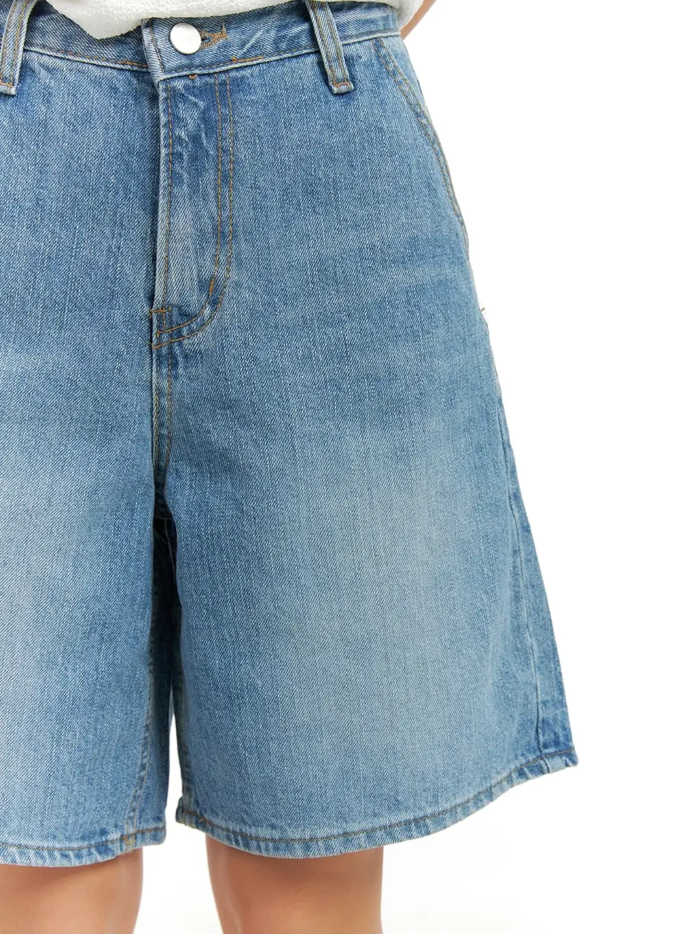 Washed Wide Leg Jorts CA409