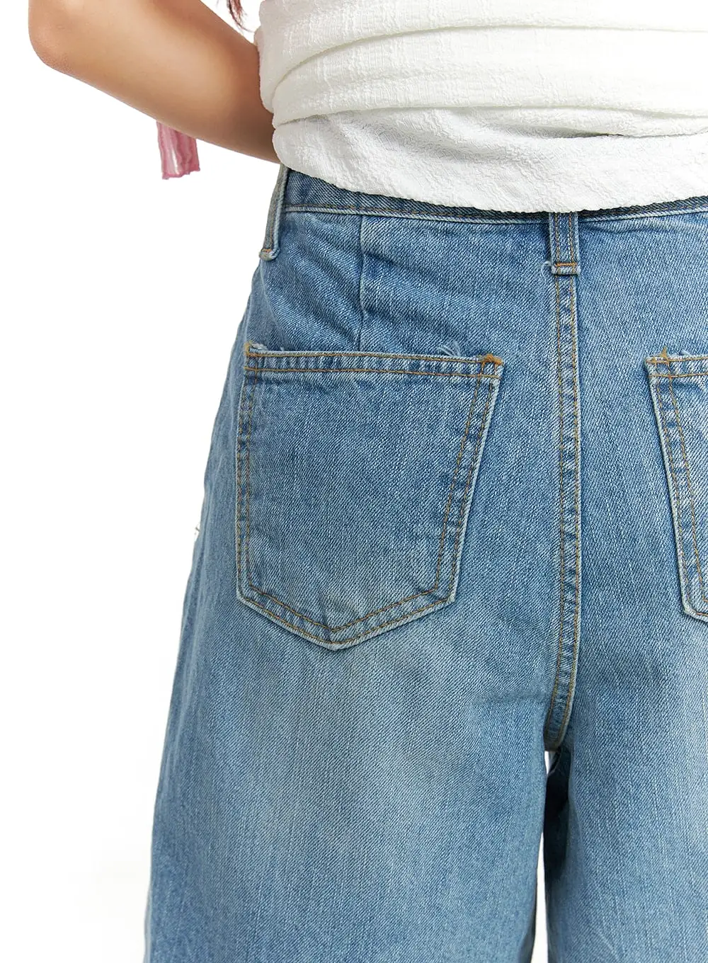 Washed Wide Leg Jorts CA409