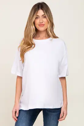 White Basic Oversized Maternity Tee