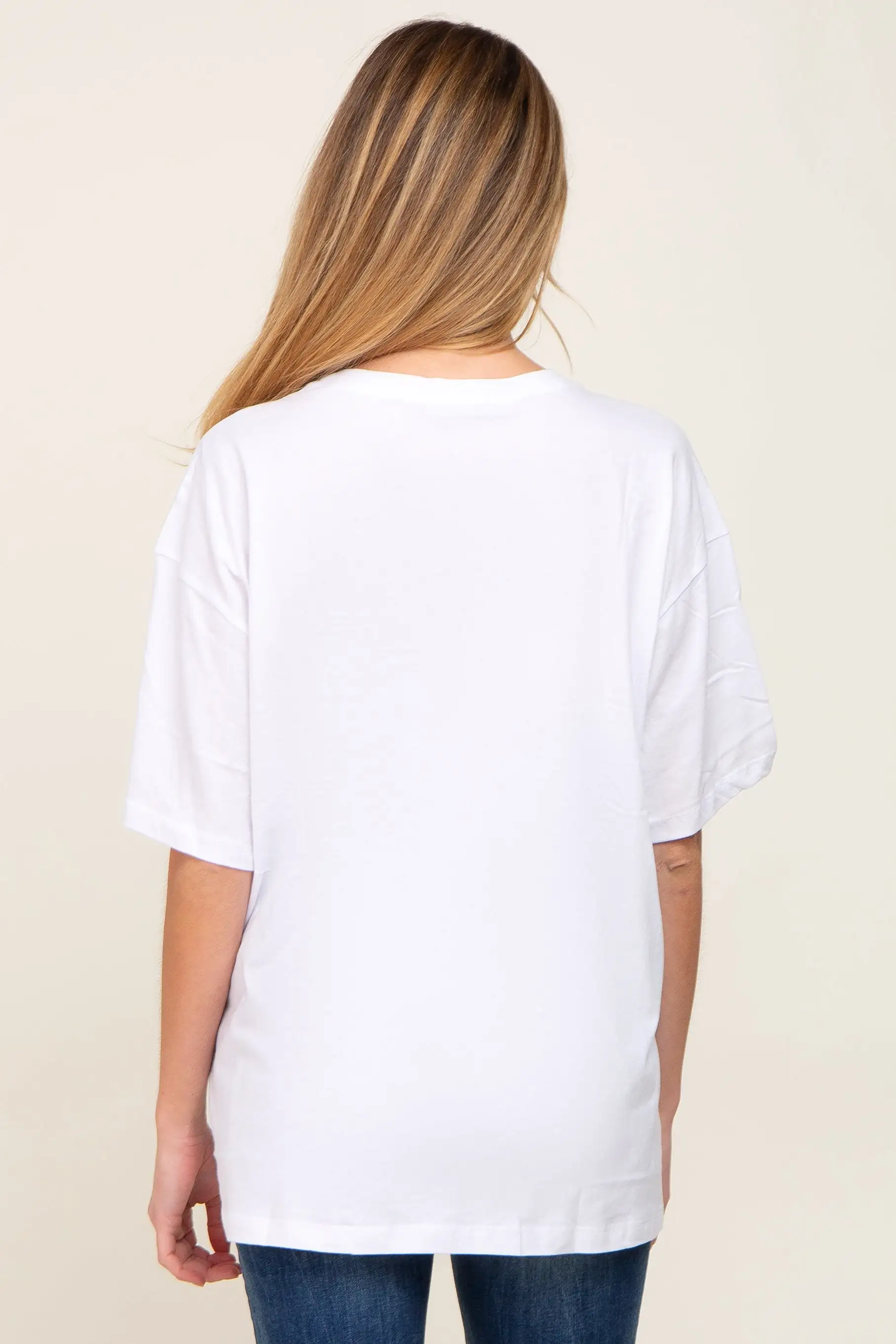 White Basic Oversized Maternity Tee