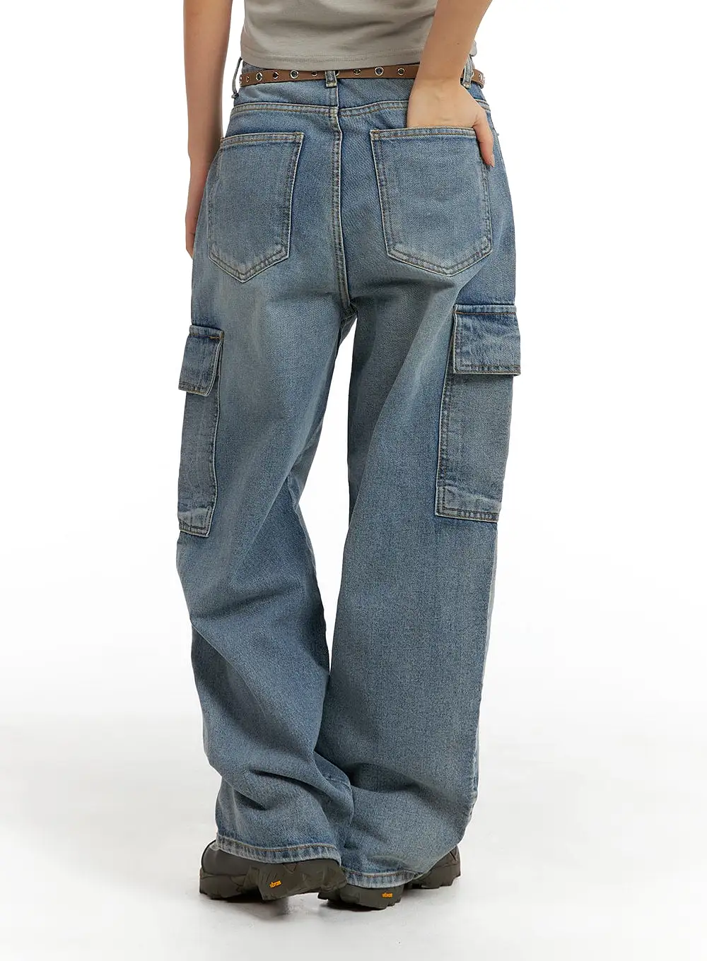 Wide Leg Cargo Denim Jeans CF427