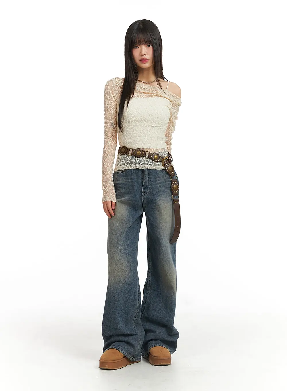 Wide Leg Denim Trousers CJ415