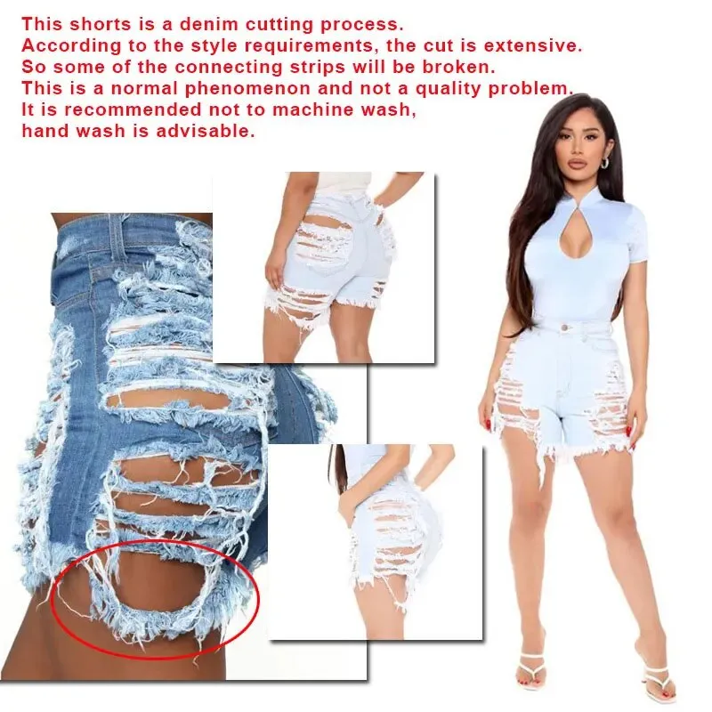 Women's Summer Sexy Ripped Hole Stretchy High Waist Skinny Shorts