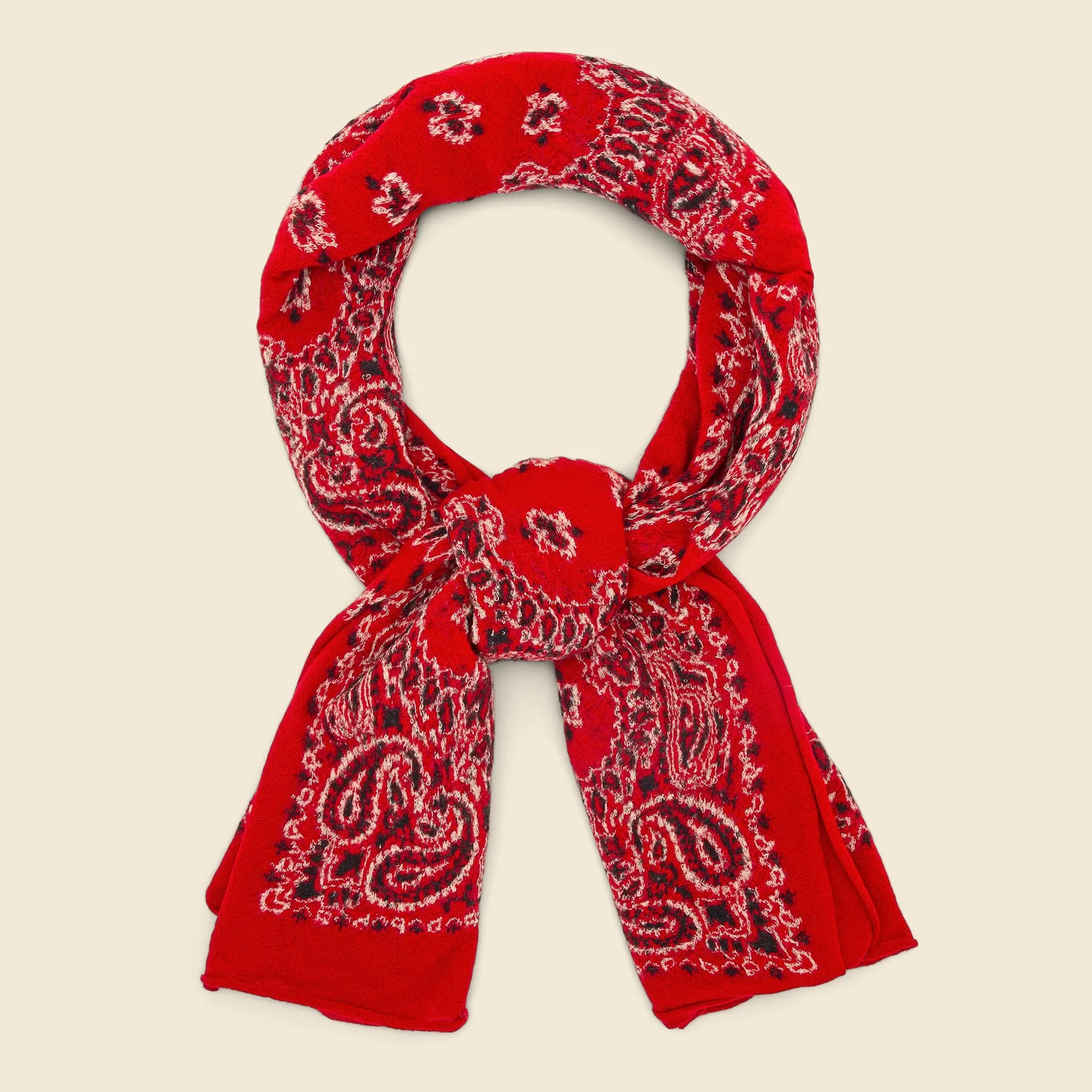 Wool Bandana Scarf - Red