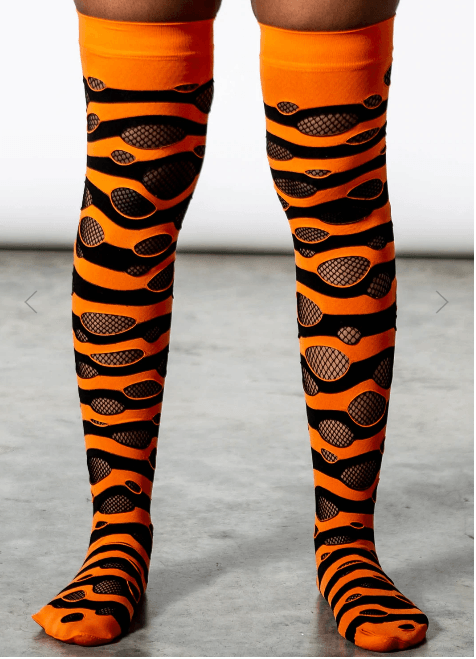 Wretched Soul Distress Socks [BLACK/ORANGE]